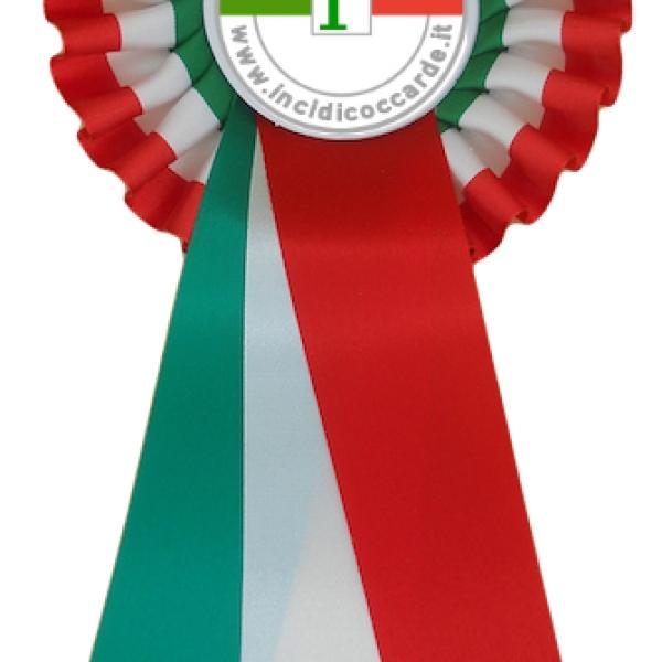 10 Coccarde Tricolore Italia In Tessuto 7x14 Cm: Artigianali, Con Spilla, Made In Italy